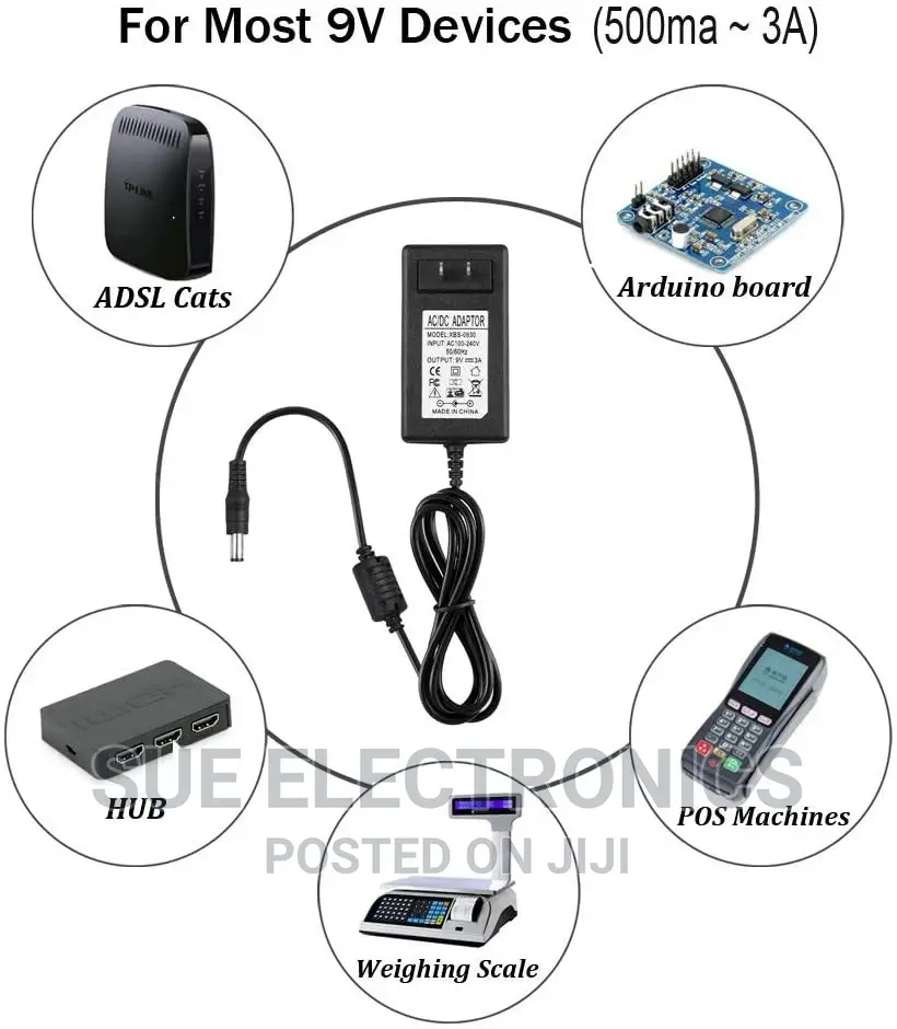 AC/DC 9V 3A Wall Plug in Power Adapter