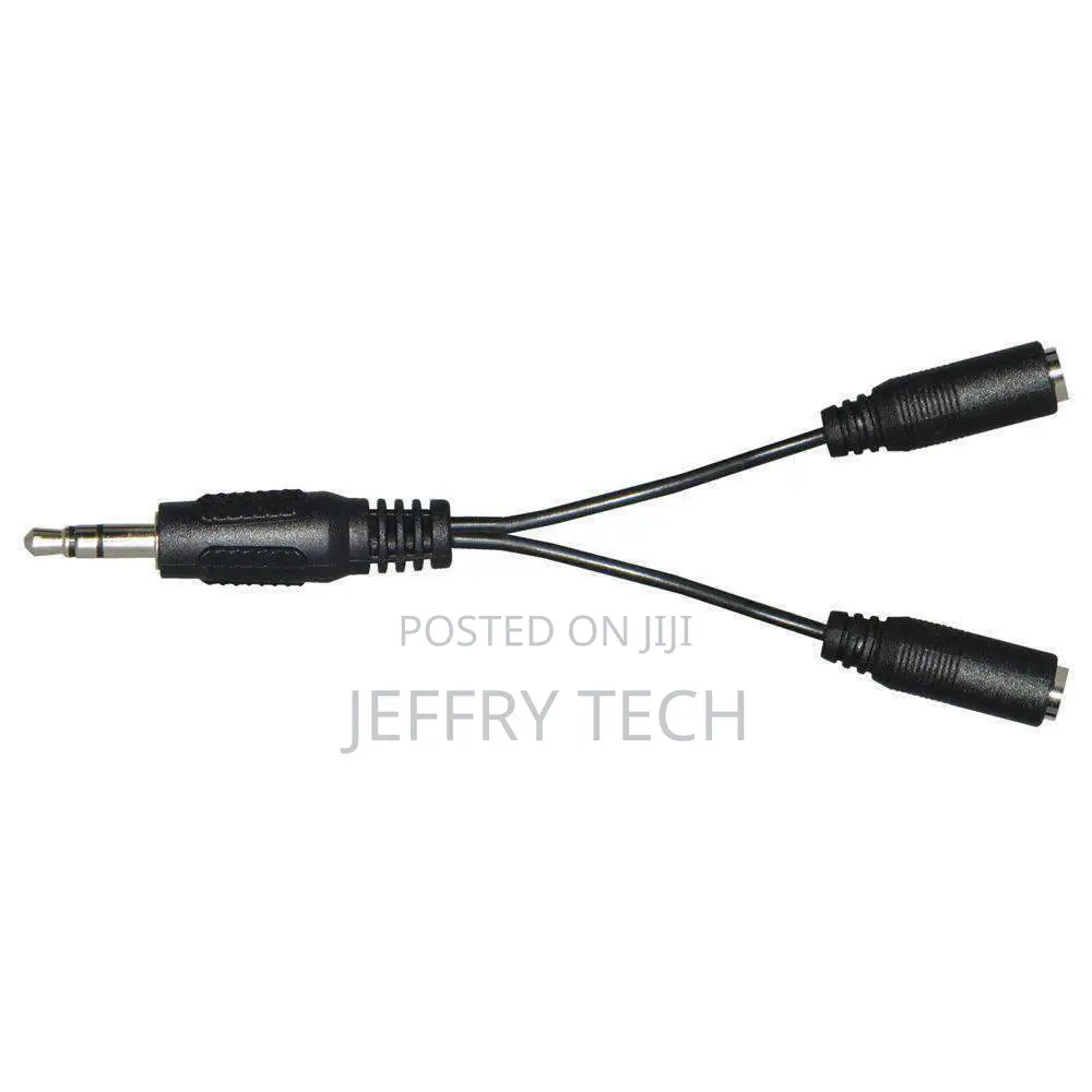 2-Way 3.5mm Headset Headphone Jack Audio Y Splitter Cable Ad