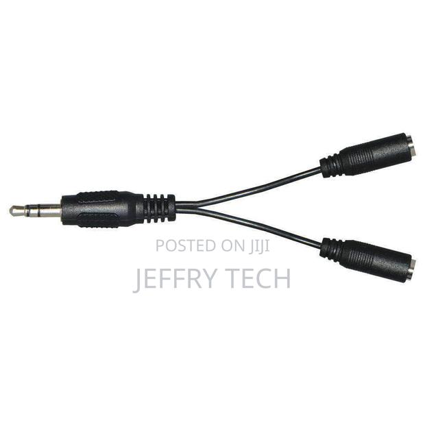 2-Way 3.5mm Headset Headphone Jack Audio Y Splitter Cable Ad - main view