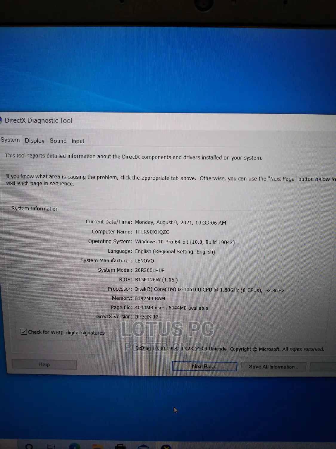 Laptop Lenovo 16GB Intel Core I7 SSD 500GB