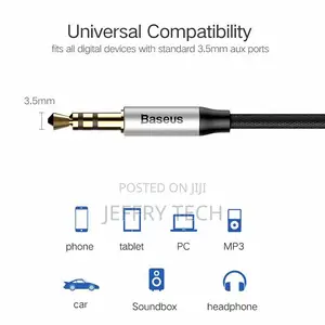 Baseus 3.5mm AUX Auxiliary Jack Cord Male to Male Stereo Aud
