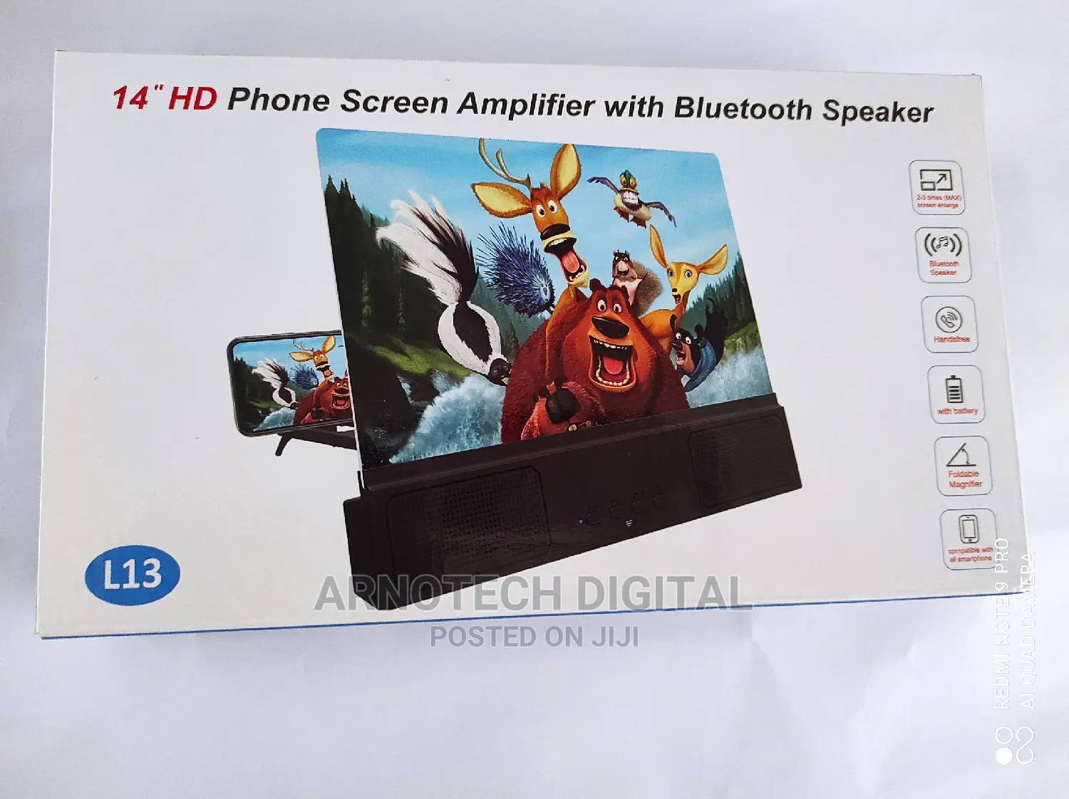 14" Phone Screen Amplifier With Bluetooth Speaker