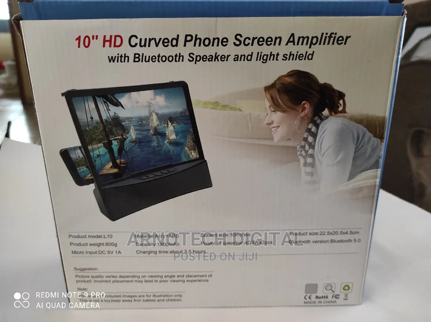 10" HD Curved Phone Screen Amplifier With Bluetooth Speaker