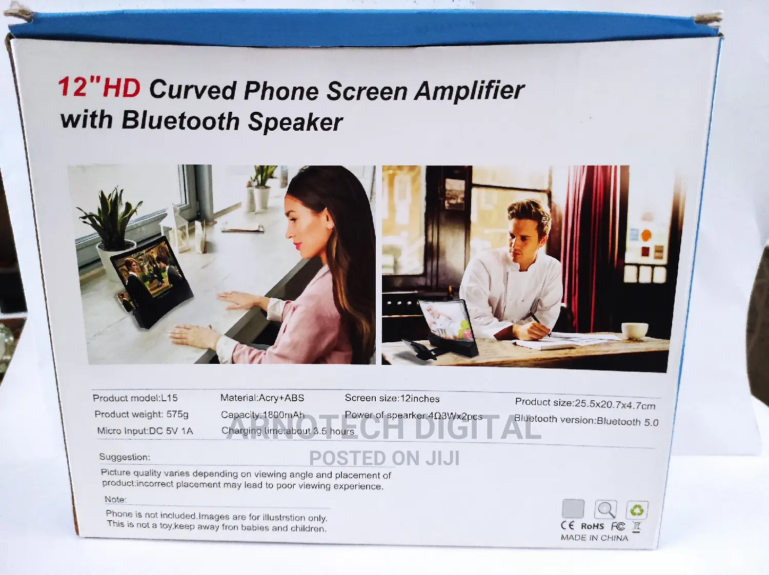 12" HD Curved Phone Screen Amplifier With Bluetooth Speaker