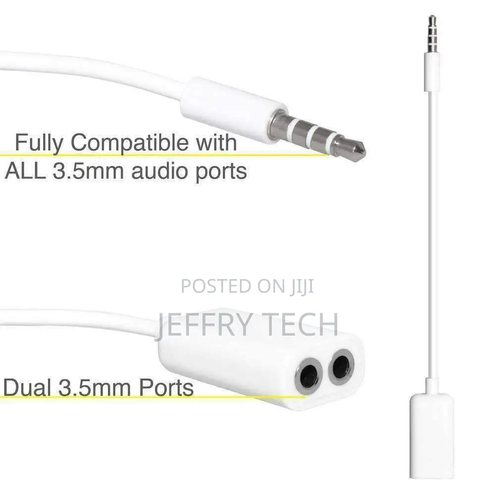 3.5mm Stereo Audio Y Splitter 1 Male to 2 Female Cable Adapt