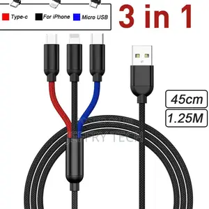 3in1 Charger USB Charging Cable for iPhone Type C Micro USB