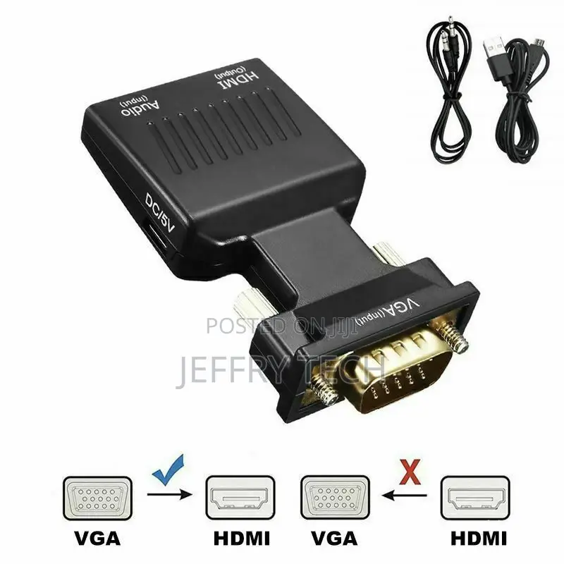 VGA to HDMI Adapter (Male to Female) With Audio Support 1080