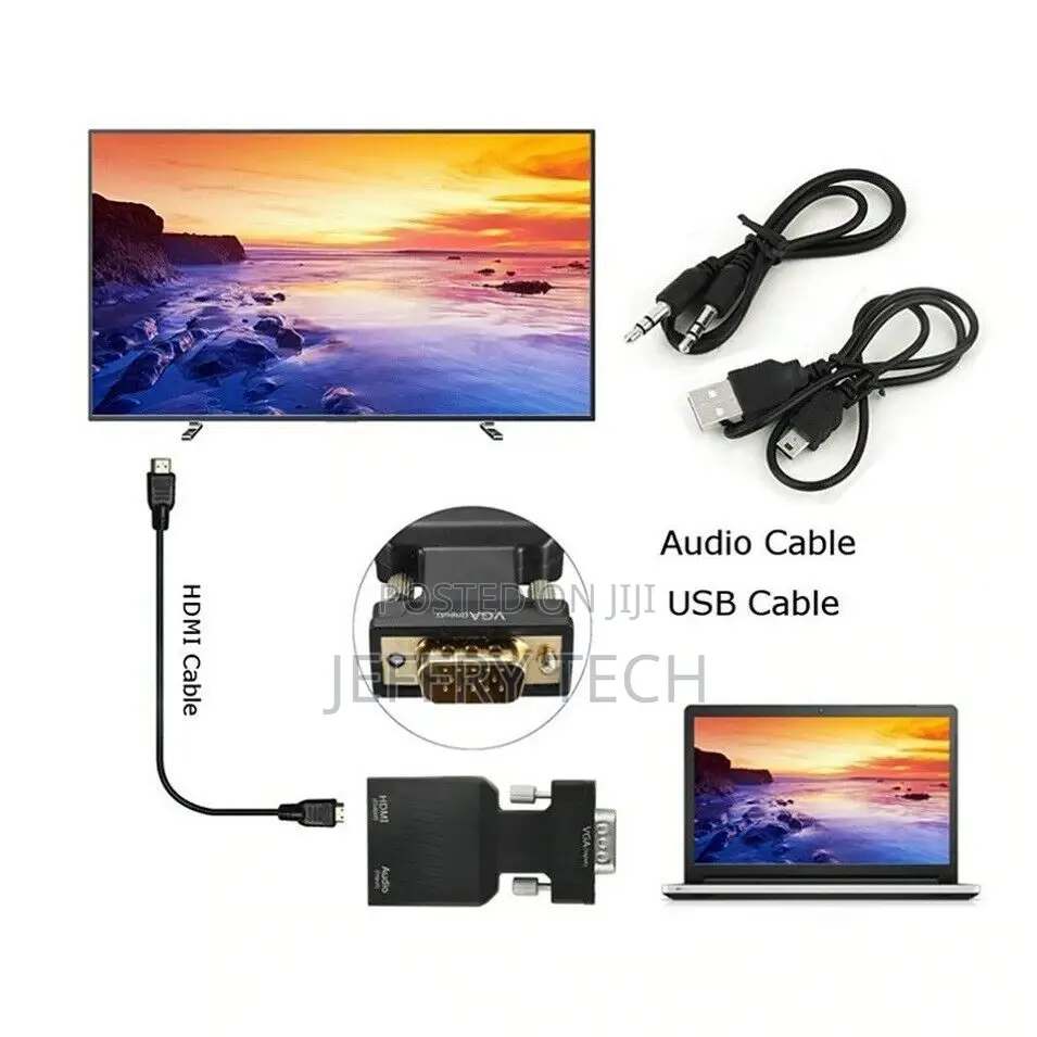 VGA to HDMI Adapter Full HD 1080P Audio Video Converter Lapt
