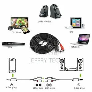 Aux to 3.5mm Adapter Cable Male to 2 RCA Y Audio Jack for Ip