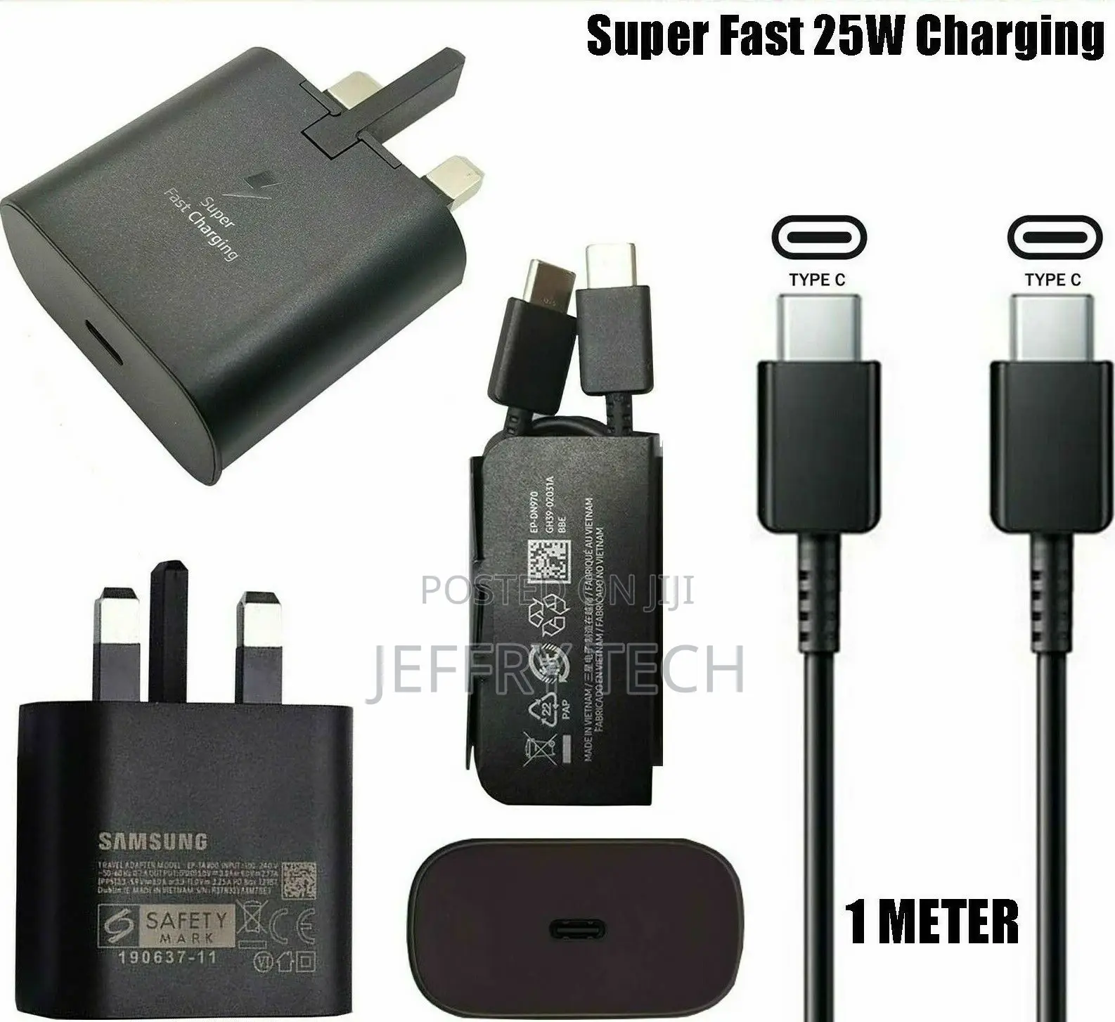 Samsung 25W USB-C Super Fast Charger Plug Cable for S21/S2