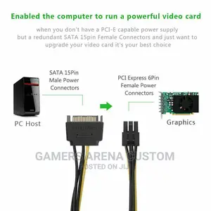 15pin Sata Power to 6pin Pci-E Pci Express Adapter Cable