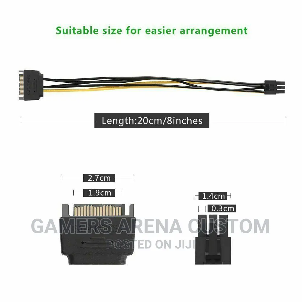 15pin Sata Power to 6pin Pci-E Pci Express Adapter Cable