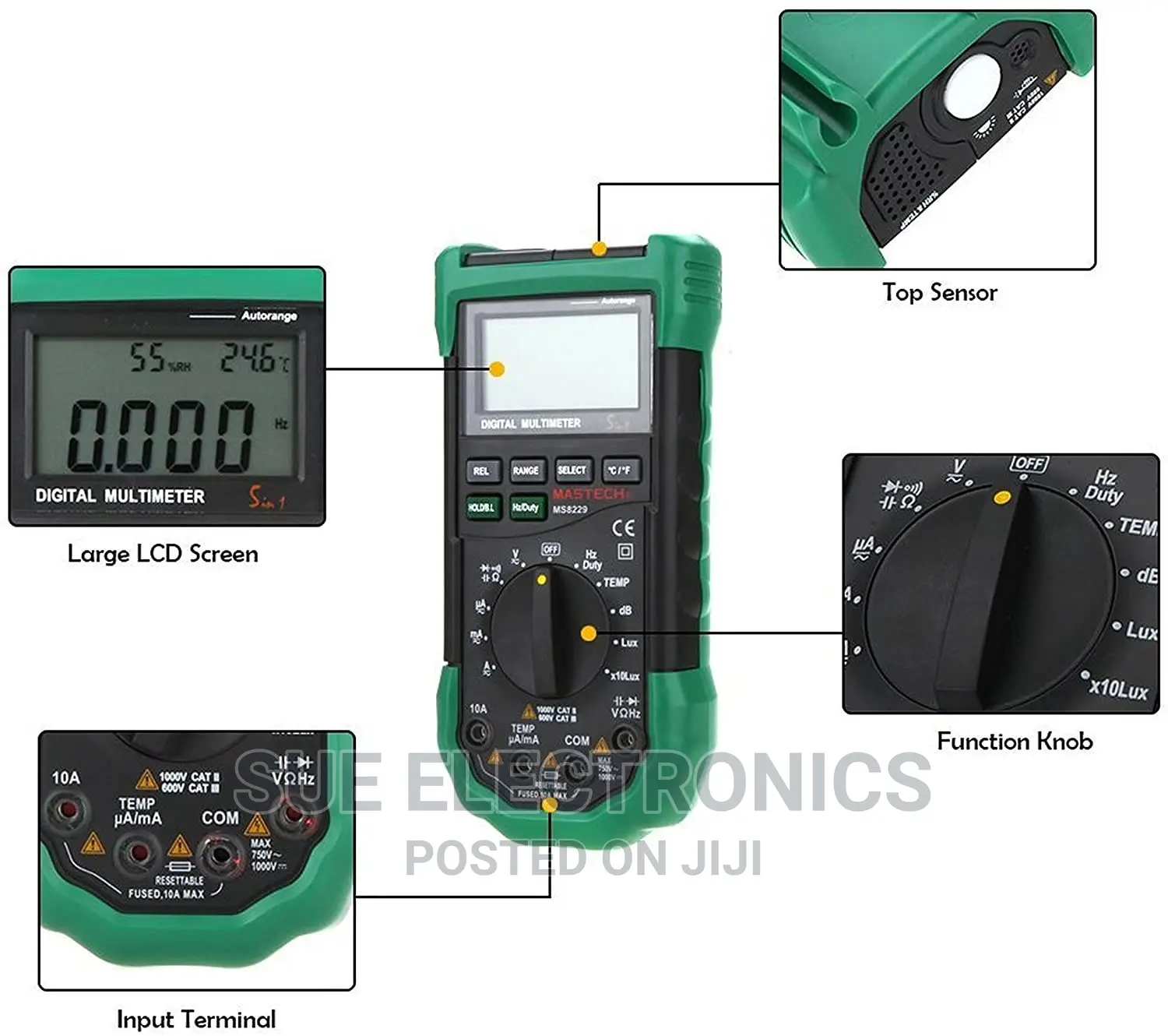 Mastech MS8229 5 In1 Auto Range Digital Multimeter