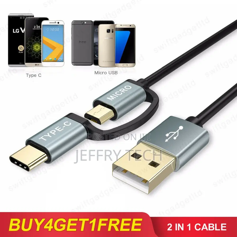 2in1 USB Type C Micro USB Cable Fast Charge USB-C Phon