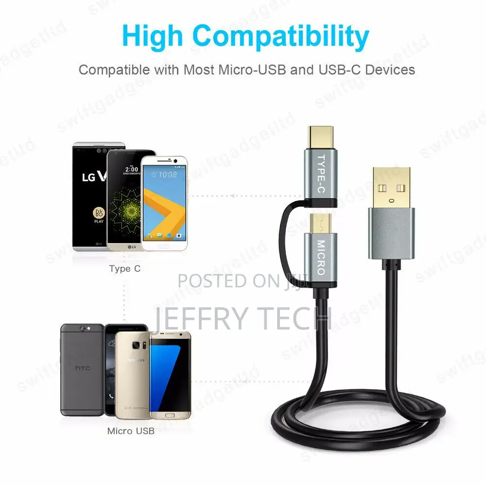 2in1 USB Type C Micro USB Cable Fast Charge USB-C Phon