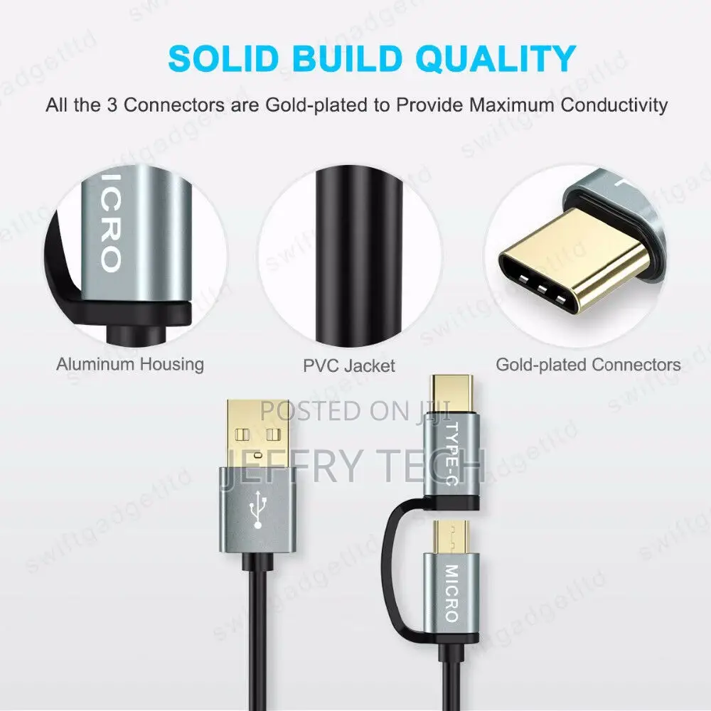 2in1 USB Type C Micro USB Cable Fast Charge USB-C Phon