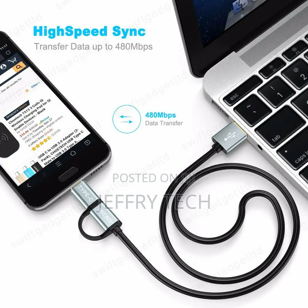 2in1 USB Type C Micro USB Cable Fast Charge USB-C Phon