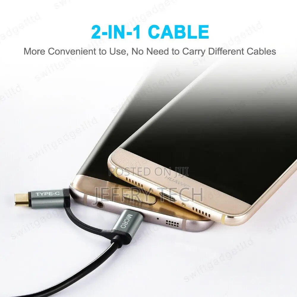 2in1 USB Type C Micro USB Cable Fast Charge USB-C Phon