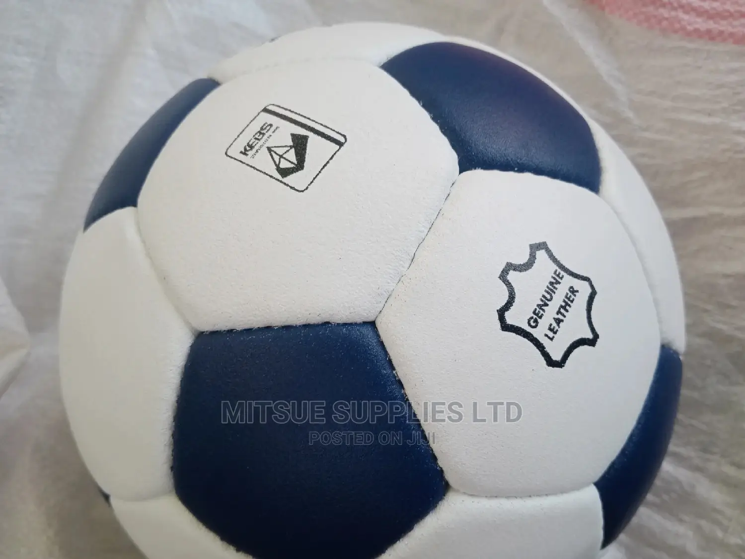 Leather Football Size 5 White/Blue