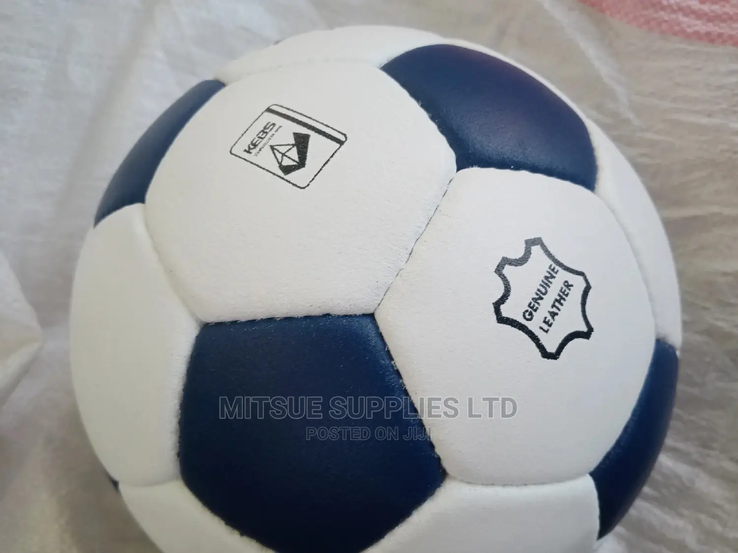 Leather Football Size 5 White/Blue