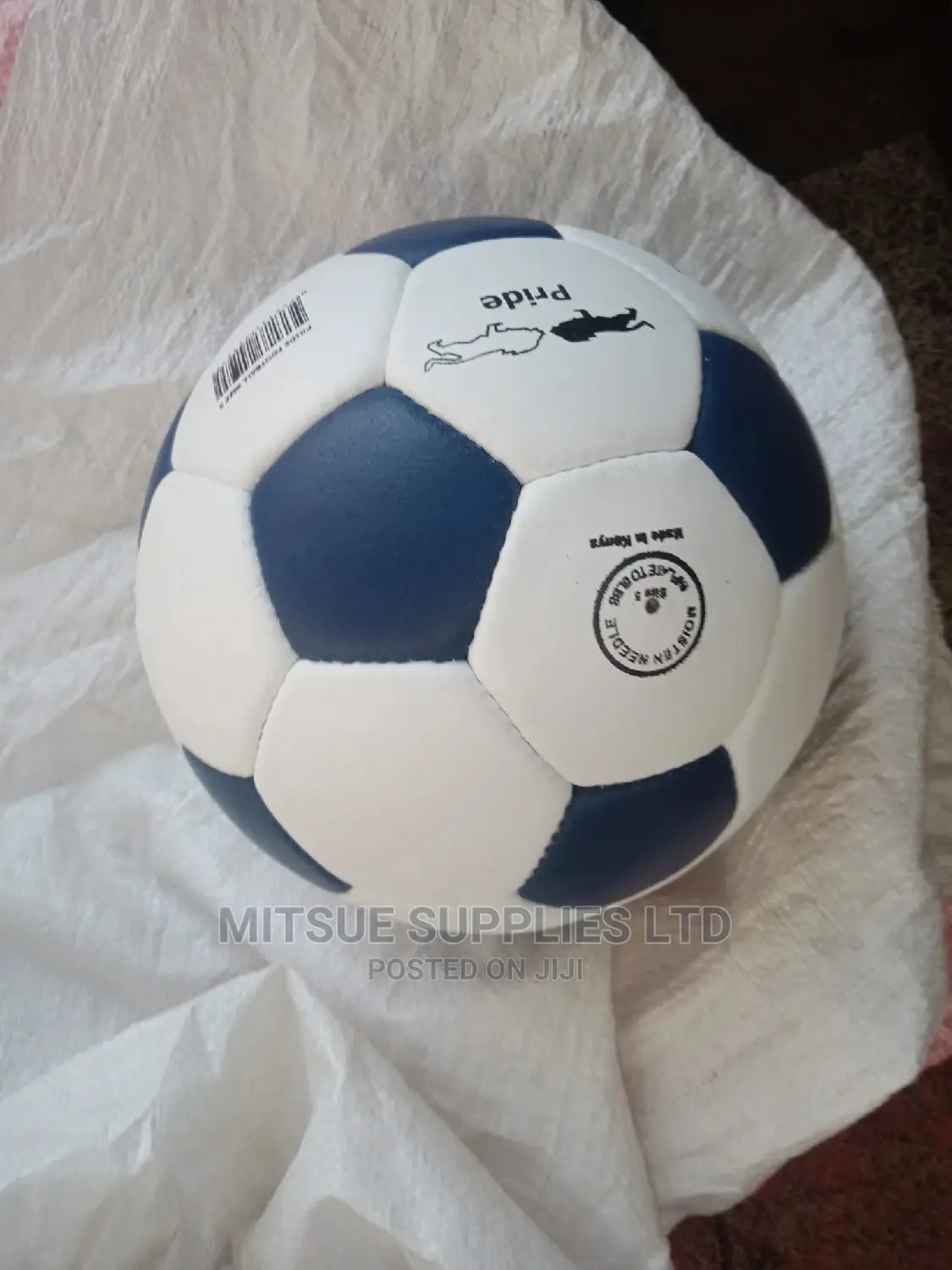 Leather Football Size 5 White/Blue