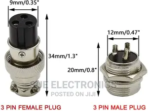 3 Pin Metal Male Female Panel Connector