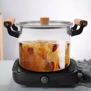 5L Glass Heat Resistant Cooking Pot With Wooden Handles