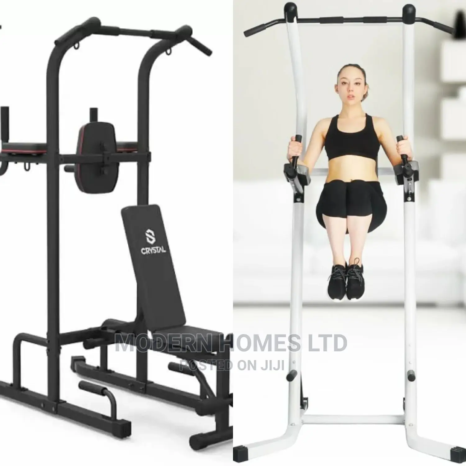 CRYSTAL Adjustable Dip Power Push Up Pull Up Dip Stations
