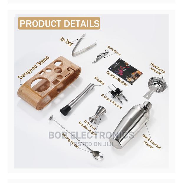 Bartender Cocktail Tools With Bamboo Stand - main view