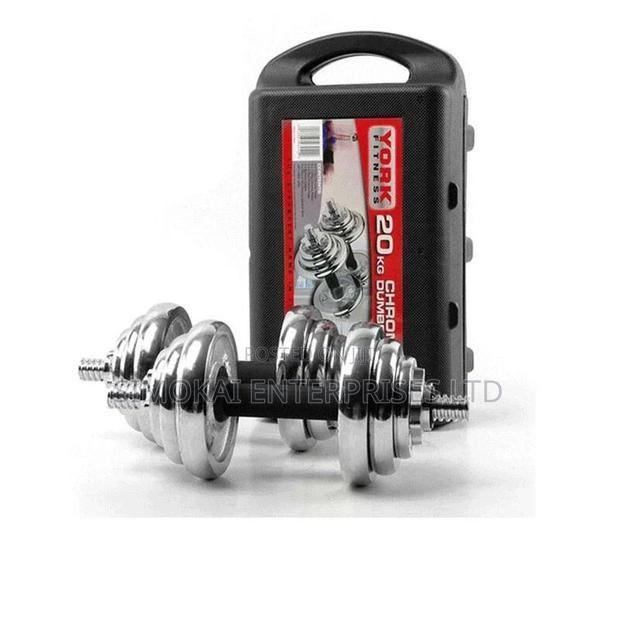 York 20KG Adjustable Chrome Dumbbell Set - main view