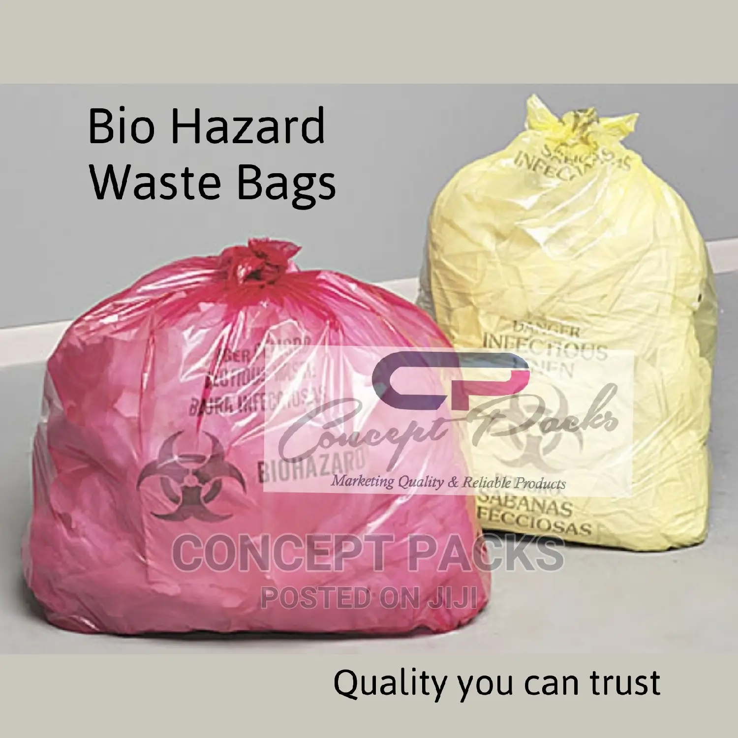 50pcs -18 X 24 Bio Hazard Waste Garbage Bin Bags