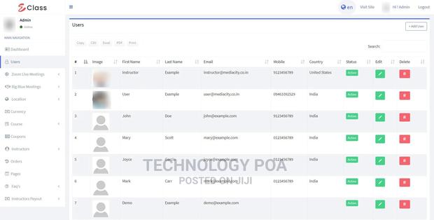 Learning Management System - main view
