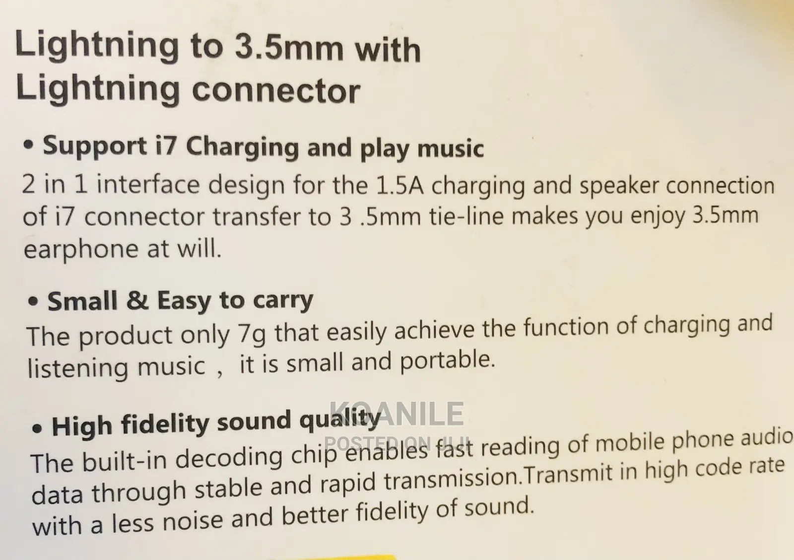 Lightning to 3.5mm Jack Pin With Lightning Connector
