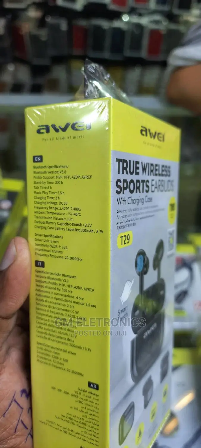 AWEI T29 TWS Sports Music Bluetooth Earphones Mic .