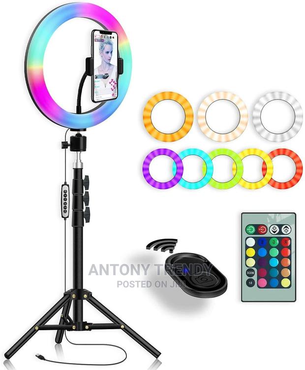 RGB LED Selfie Ring Fill Light With 1.6m Tripod Stand 13 In