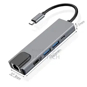 5 in 1 Type C Hub Hdmi Rj45 Lan Adapter