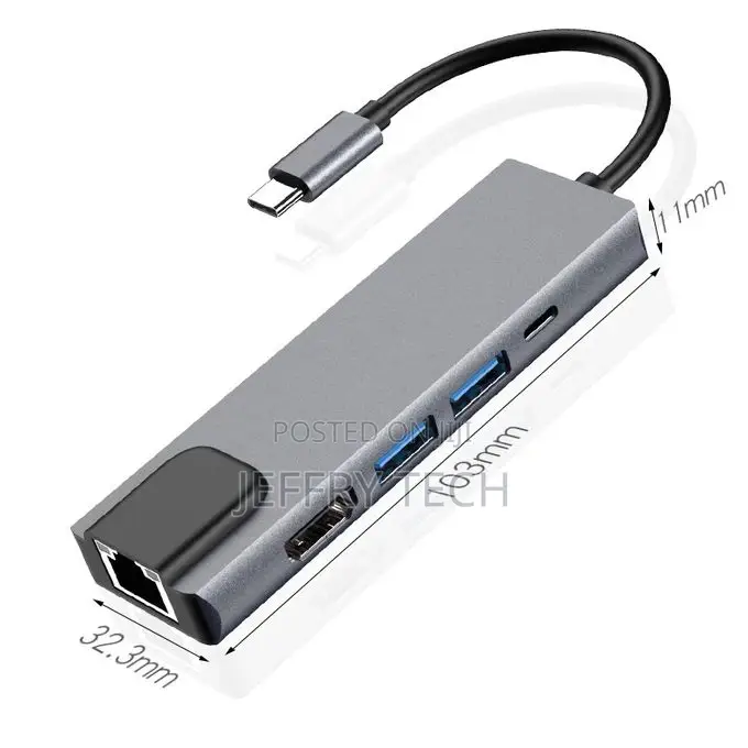 5 in 1 Type C Hub Hdmi Rj45 Lan Adapter