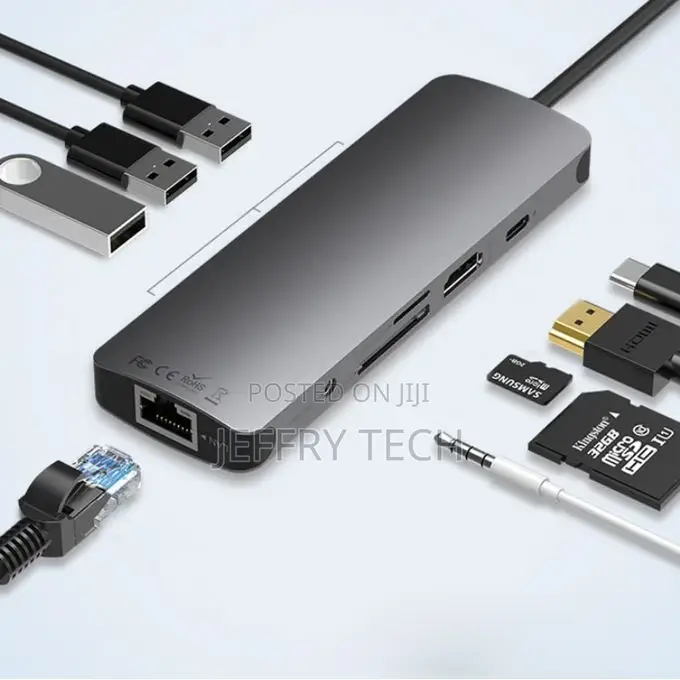 9 in 1 Type-C to USB 3.0+ Gigabit Ethernet Port + HDMI + TF