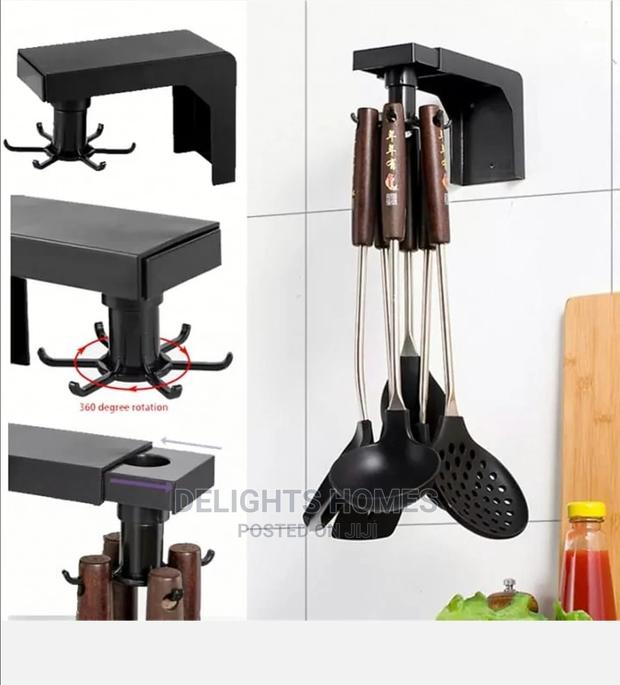 Multifunction Shelf 6 Rotating Hooks Organizer