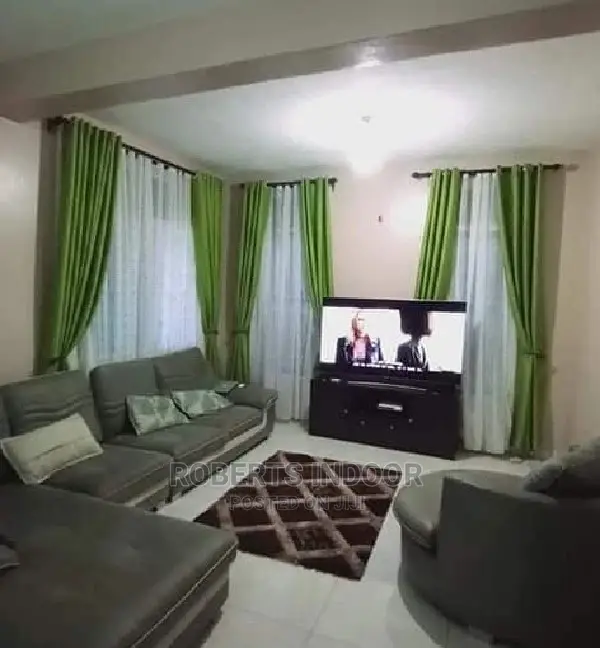 Green Linen Modern Stylish Curtain