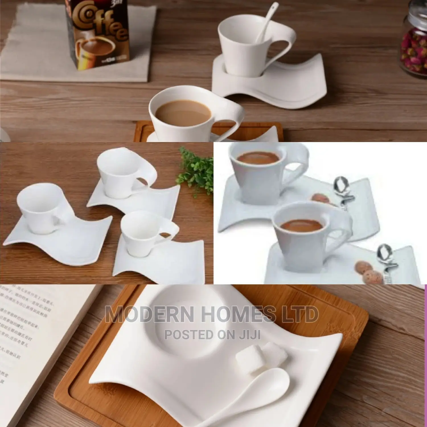 Porcelain Swag Cups+Saucers Set of 6pcs