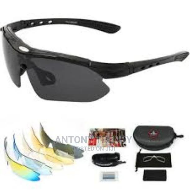 Unisex 5 Lens Outdoor Sports Sunglasses - Black