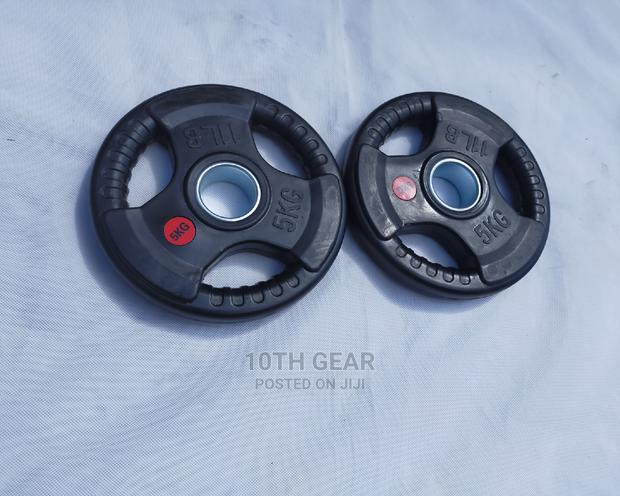 5kg Gym Barbell Weights Plates Rubber Coat Olympic Standard