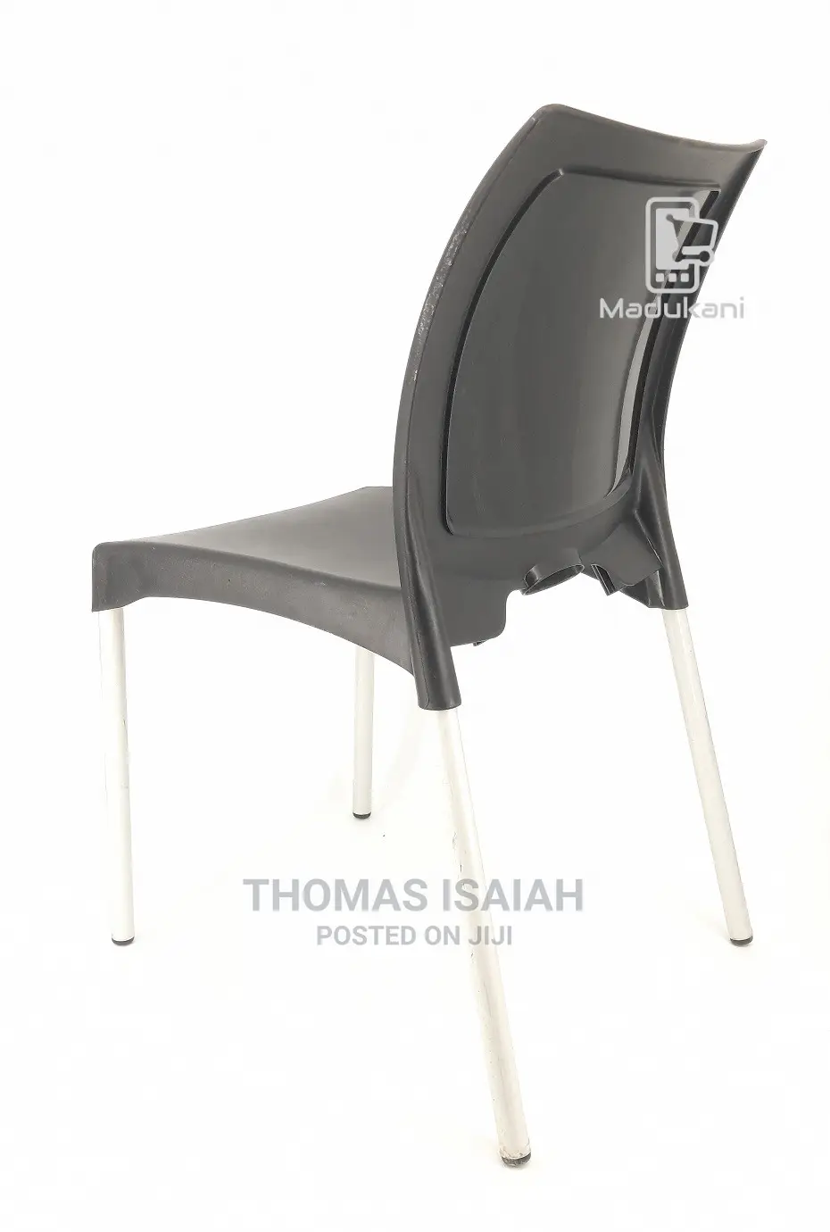 2pcs Pair Black Strong Armless Comfortable Plastic Chair Wit