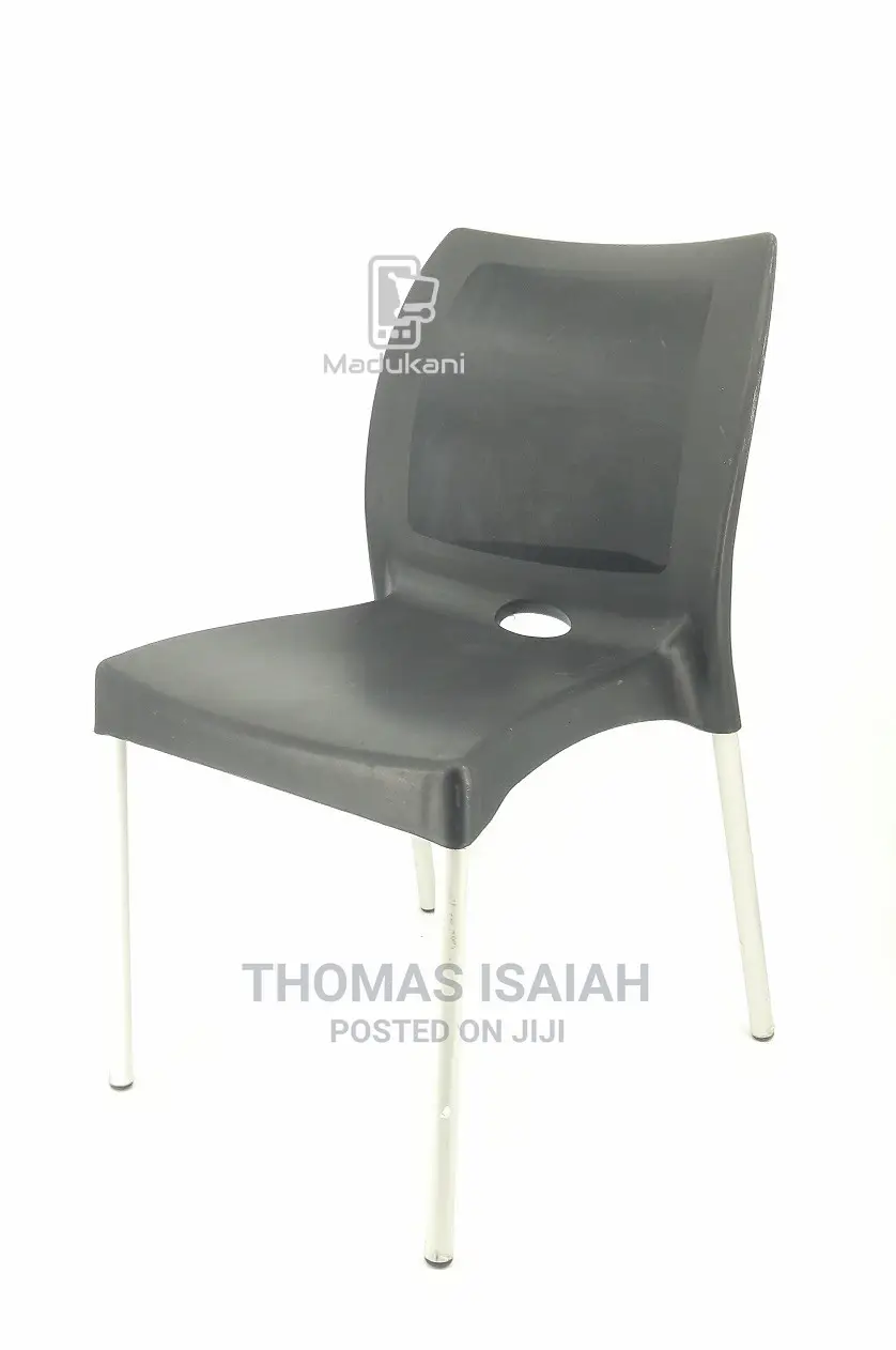 2pcs Pair Black Strong Armless Comfortable Plastic Chair Wit