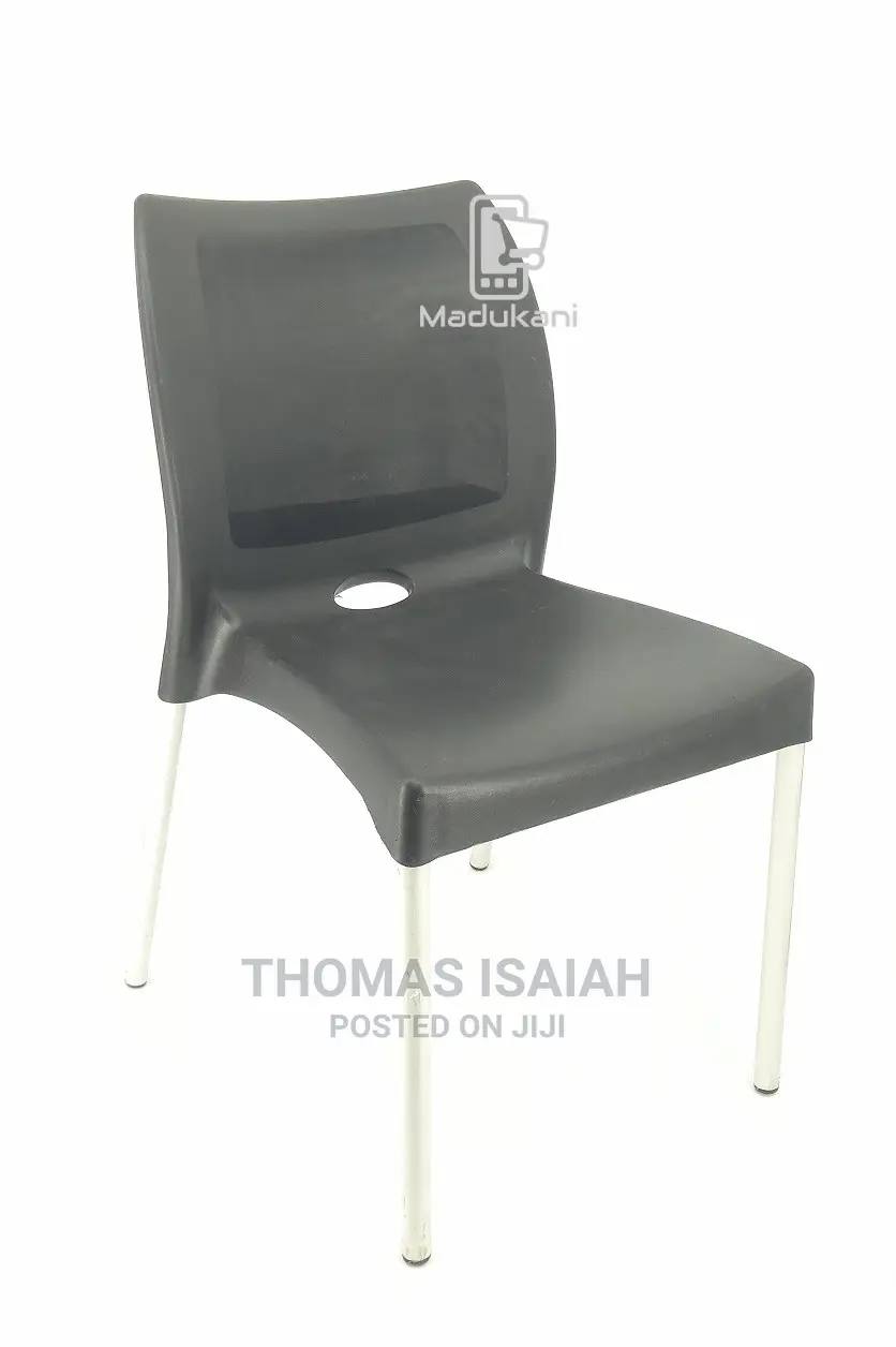 2pcs Pair Black Strong Armless Comfortable Plastic Chair Wit