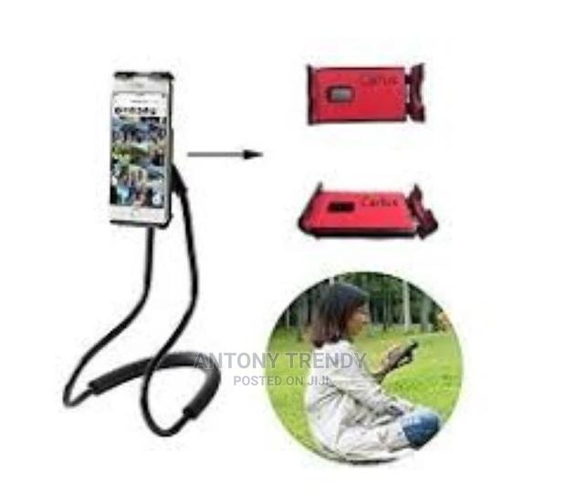 Lazy Bracket Mobile Phone Neck Hanging Stand Holder - Black - main view