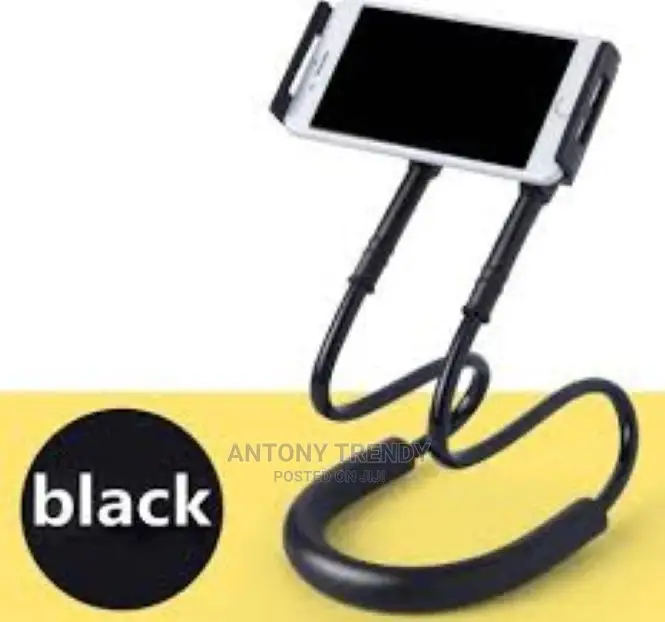 Lazy Bracket Mobile Phone Neck Hanging Stand Holder - Black