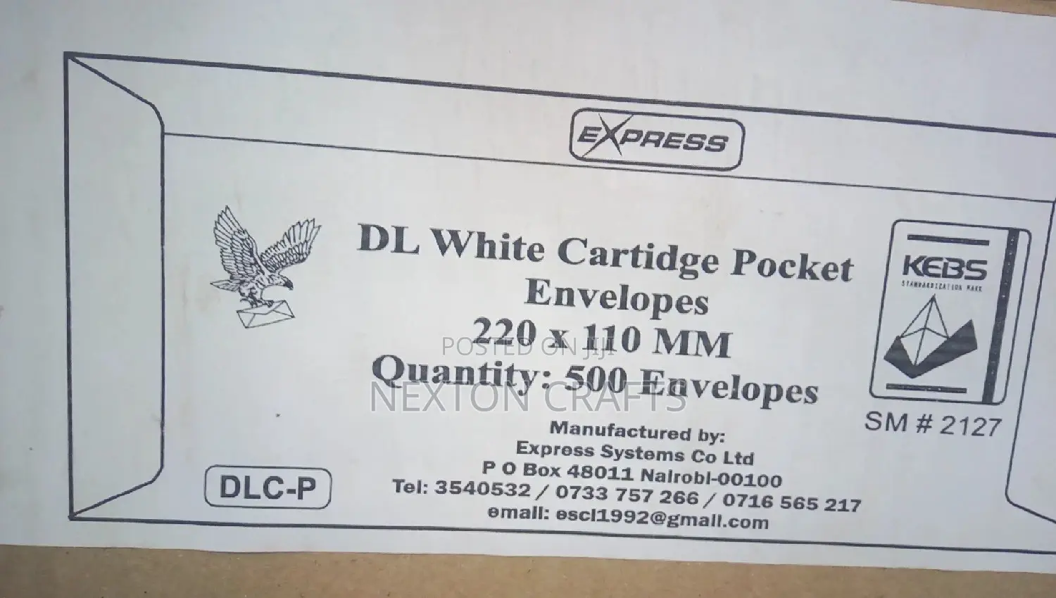 DL White Cartidge Pocket Evelopes (220mm * 110mm) 500 Pieces