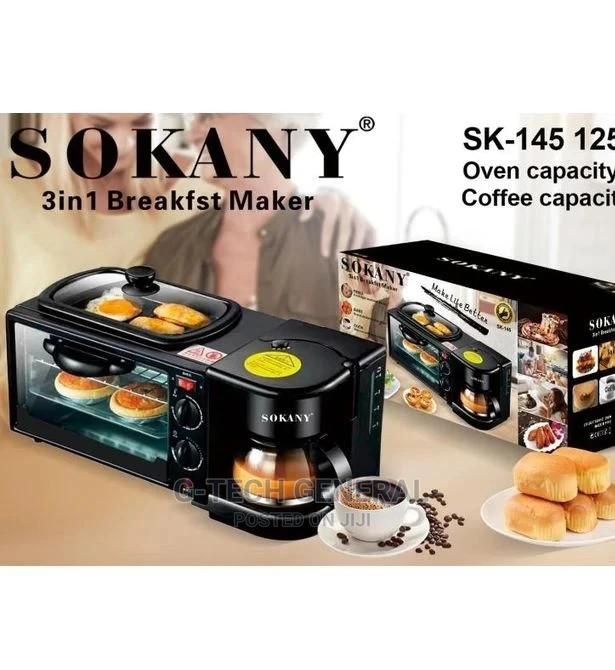 Sokany 3 in 1 Breakfast Maker: Toaster,Oven, Coffee Maker